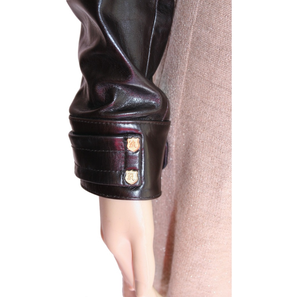 ROCK & REPUBLIC VICTORIA BECKHAM RARE Brown Leather Biker Moto Jacket - Picture 8 of 15